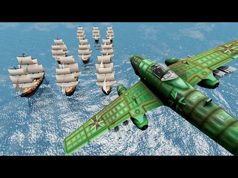 Destroying Cars & Pirate Ships With Airplanes - BeamNG.Drive