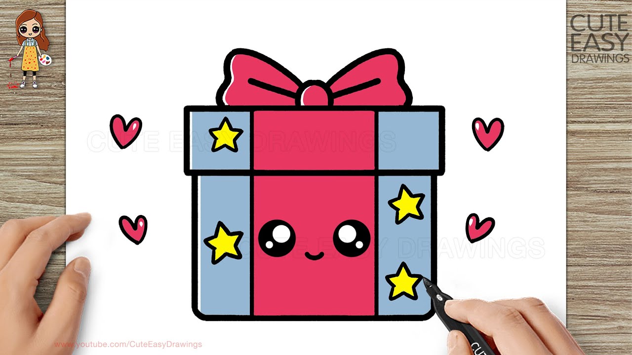 How to Draw a Cute Gift Box Easy 