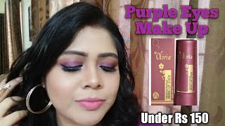 Purple eyes night party make up by using Olivia Pan Stick | Under Rs 150