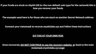 Asset recovery from alternate coin type (slip44) chains