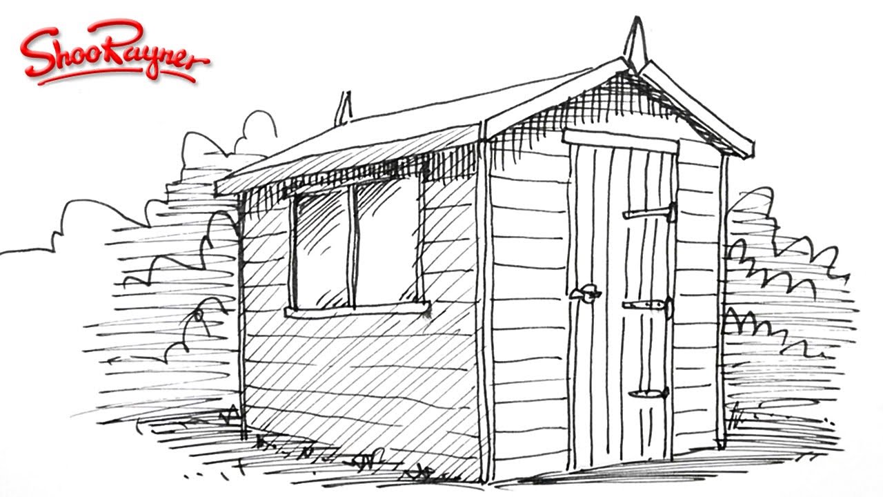 How to draw a garden shed - YouTube