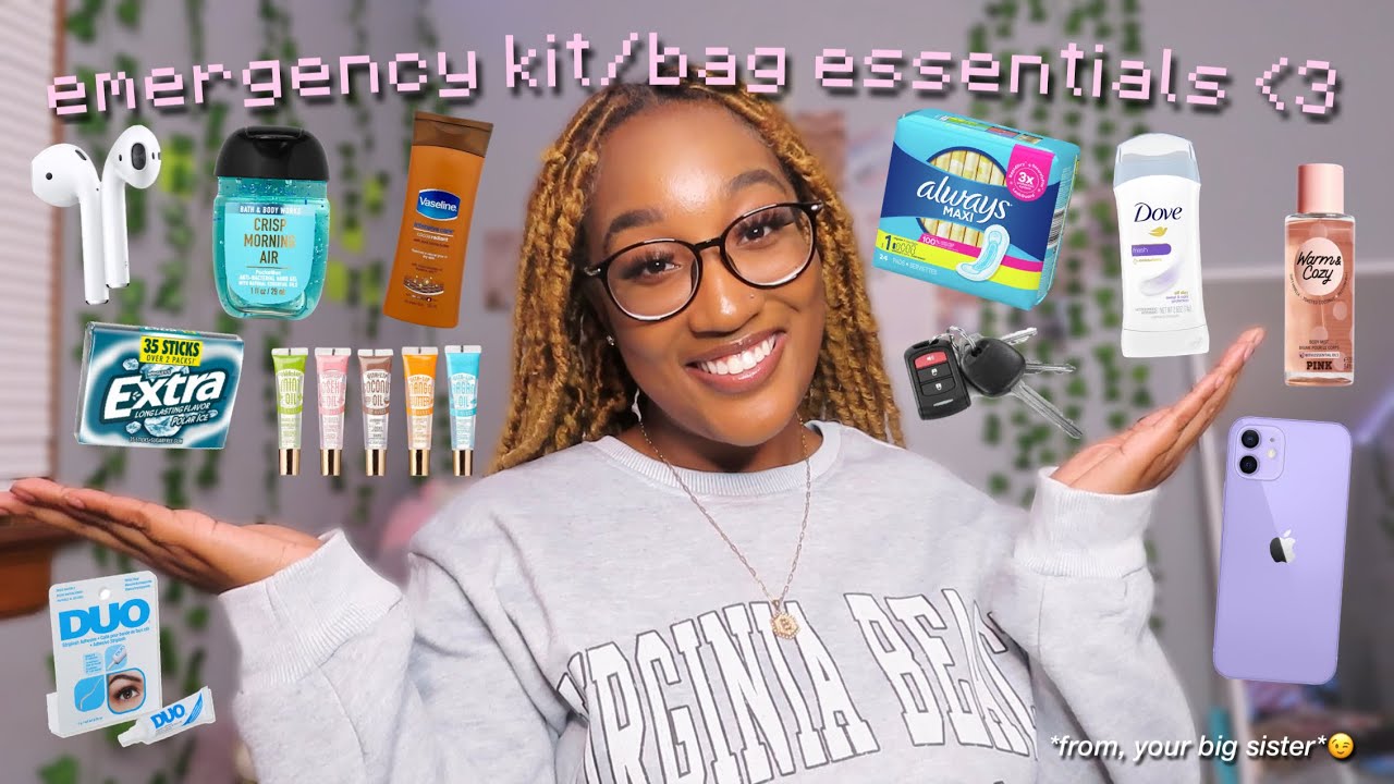 emergency kit/bag essentials! 😉*things to bring for bts szn*