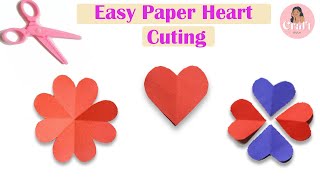 Paper Heart Shape cut | How to cut a perfect paper heart Make Easy Paper Heart  valentines | simple