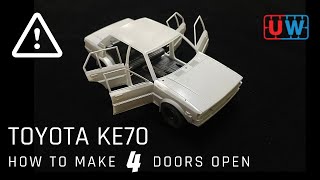 【Toyota Corolla KE70】FOUR DOORS OPEN Challenge!! 1/24 model car build