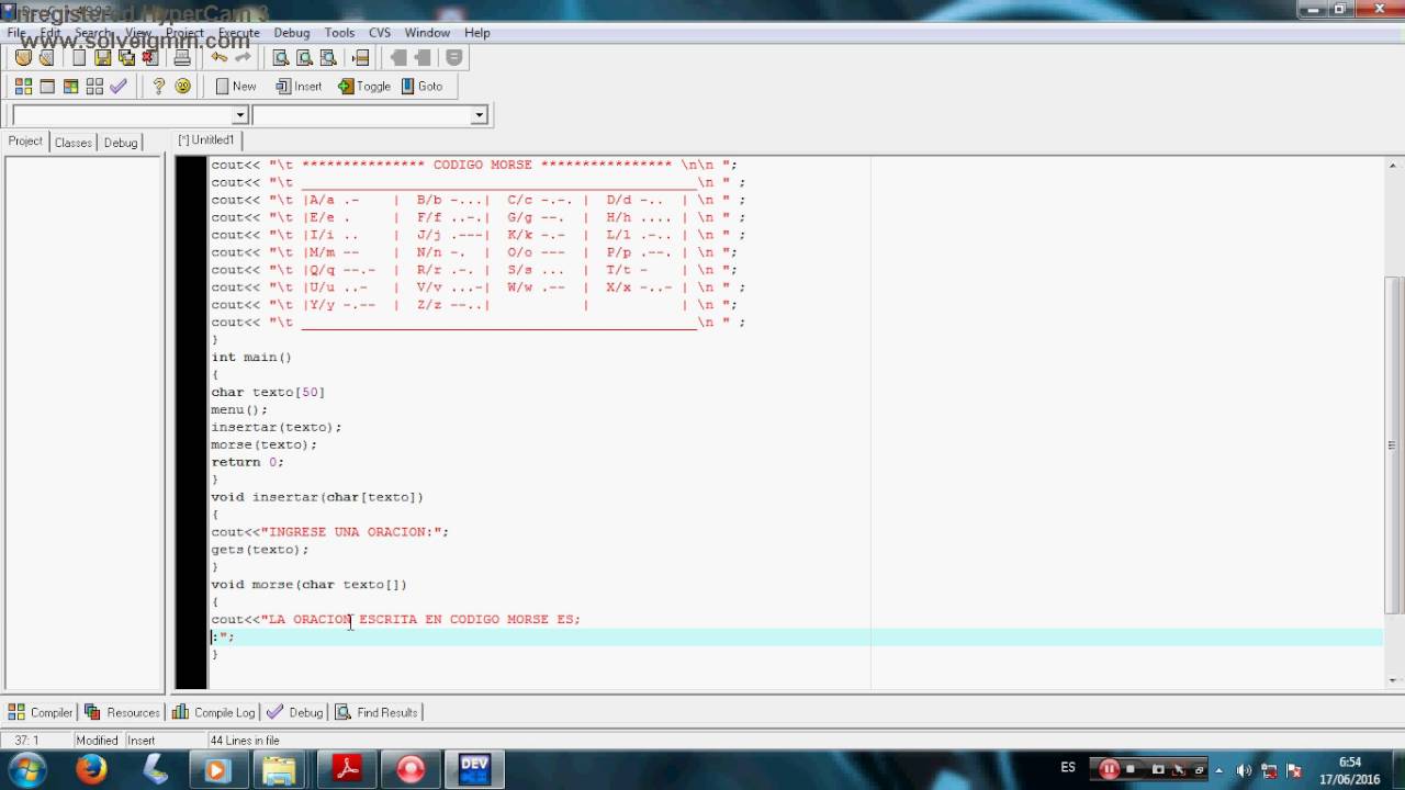 TRADUCIR DE TEXTO A CODIGO MORSE CON COLORES Y SONIDOS EN C++ - YouTube