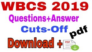 WBCS 2019 Cuts-Off l Questions+Answer Key(Pdf download)💥💥💥