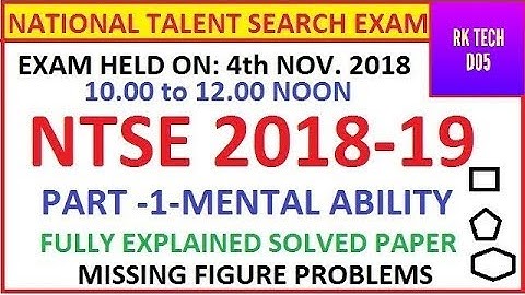 NTSE EXAM PAPER 2018-2019 | NTSE PAPER 2018-2019