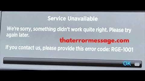 Service Unavailable (RGE-1001) - Spectrum