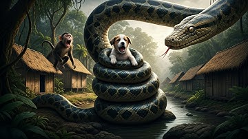 Monkey Saves Puppy from Giant Snake — Then Rescue Team Arrives