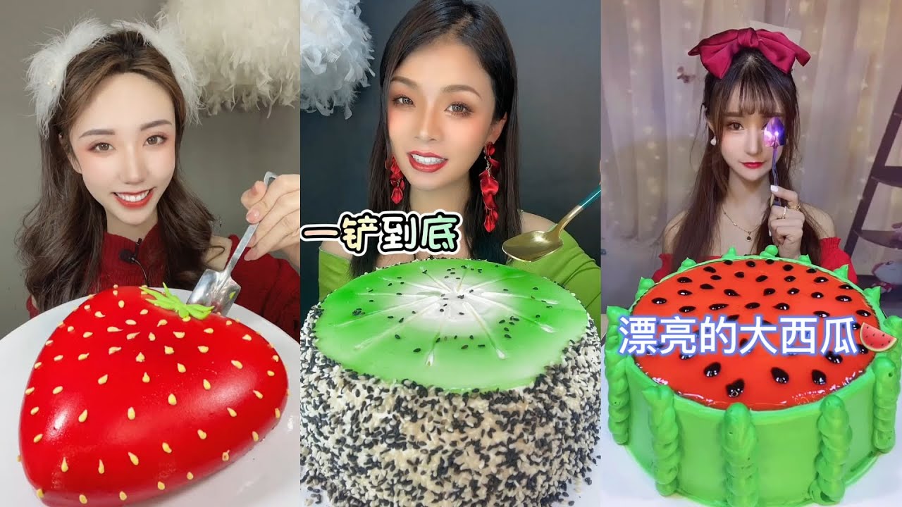 Asmr cakes mukbang🍉🥭🍏🍇🍓Mousse cake eating show eating mukbang korean desserts асмр торты YouTube