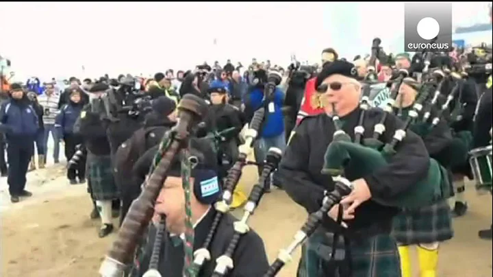 Lady Gaga & Vince Vaughn plunge into Lake Michigan's icy waters