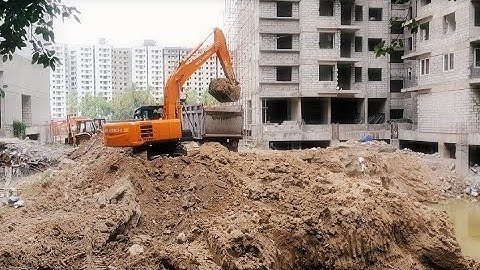 TATA Hitachi Loading Muck soil Truck | JCB video l Hitachi video