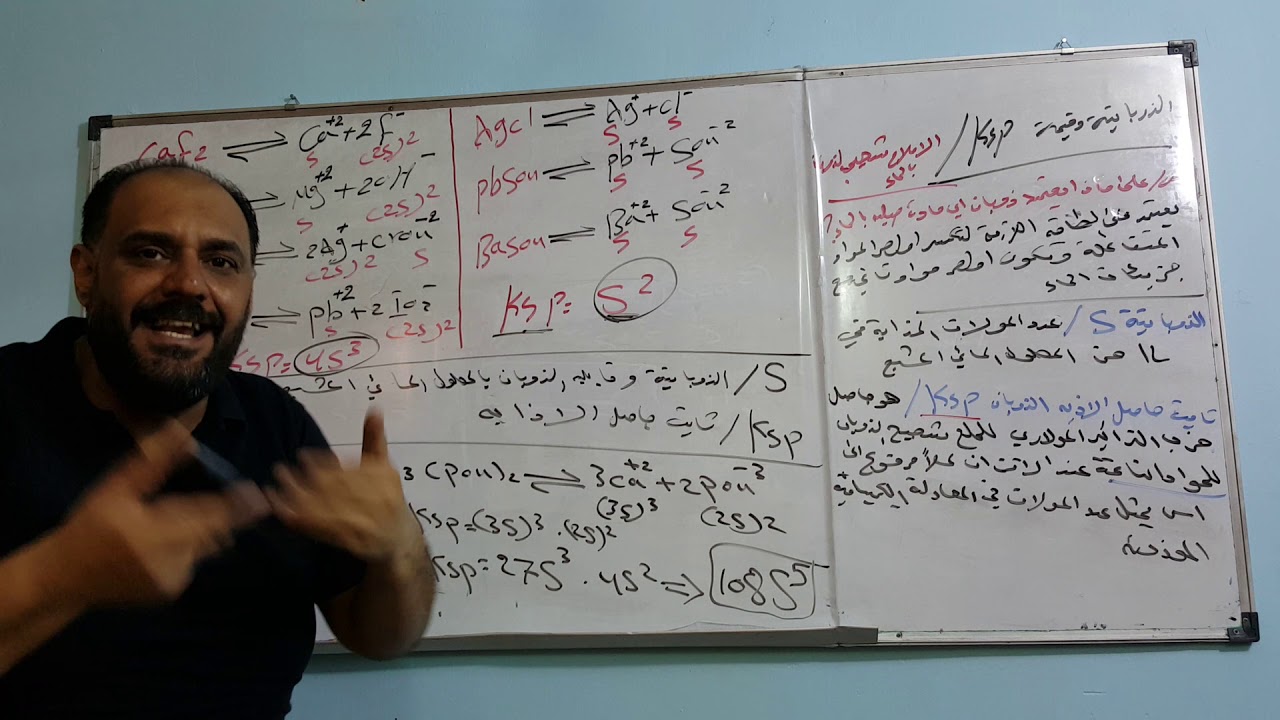 الفصل الثالث الأتزان الايوني المحاضرة الثامنة عشر الذوبانية وقيمةksp وقيمة Qsp ملخص القوانين فقط