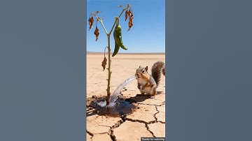 Squirrel watered the red chilli plant and saved it from drying up 😭 #ai #tree #save #watering