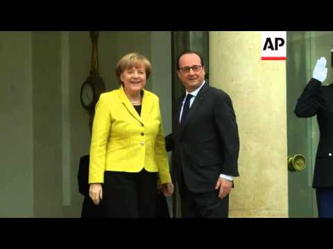 Chancellor Merkel arrives at Elysee Palace