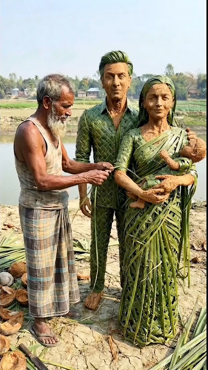 Download lagu Grandpa made Ranbir Kapoor's family out of coconut leaves and coconut flakes 🧑‍🧑‍🧒 #artandcraft