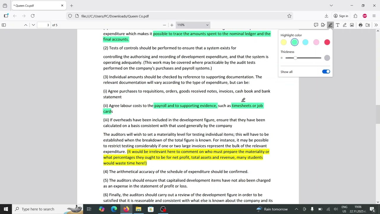 Advanced Audit and Assurance (AAA) - Development Costs Example