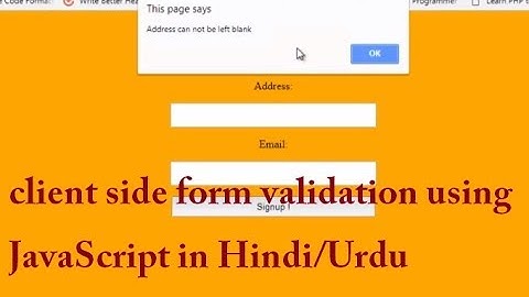 client side form validation using javascript in Hindi/Urdu