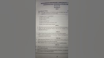 b. com, 5th semester, international business environment, 2013, mdu university