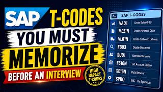 Information SAP T-Codes You Must Memorize Before an Interview Update