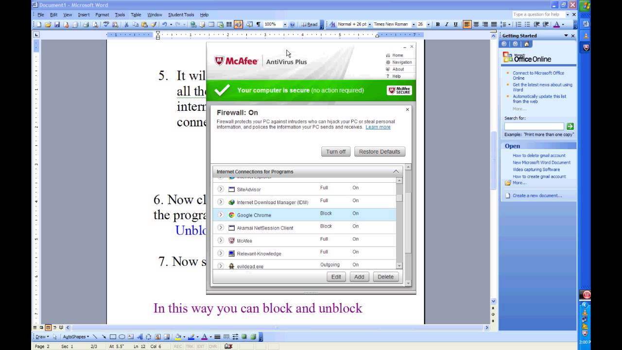 How To Unblock And Block Program In Mcafee Antivirus Software - 