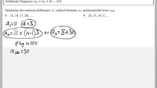 Math 151 : 11.2 #8, #9 (PreCalculus Tutorial : Arithmetic Sequences)