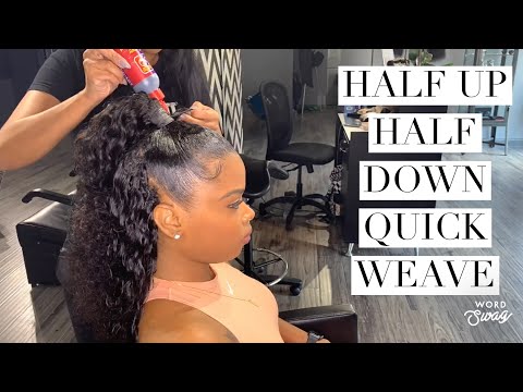 Half Up Half Down Quickweave Using Eco Styling Gel Youtube