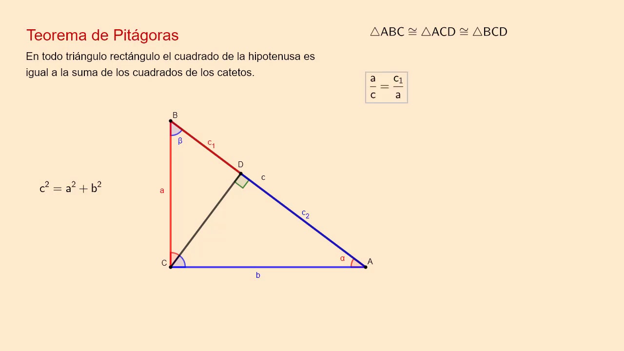 Teorema De Pitágoras Demostración Con Semejanza De Triángulos Youtube