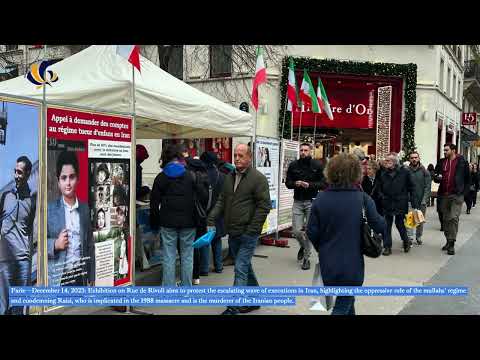 Paris—Dec 14: Exhibition on Rue de Rivoli aims to protest the escalating wave of executions in Iran.