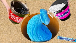 EXPERIMENT : Big Pink Eruption Volcano Toothpaste From Coca-cola ,Sprite ,Fanta , Mirinda and MENTOS