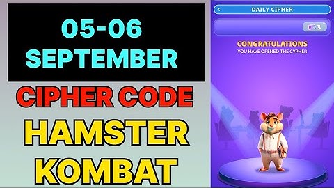 Hamster Kombat Dev Game Daily Cipher 5 & 6 September | Hamster Kombat Daily Cipher Code 5 September 