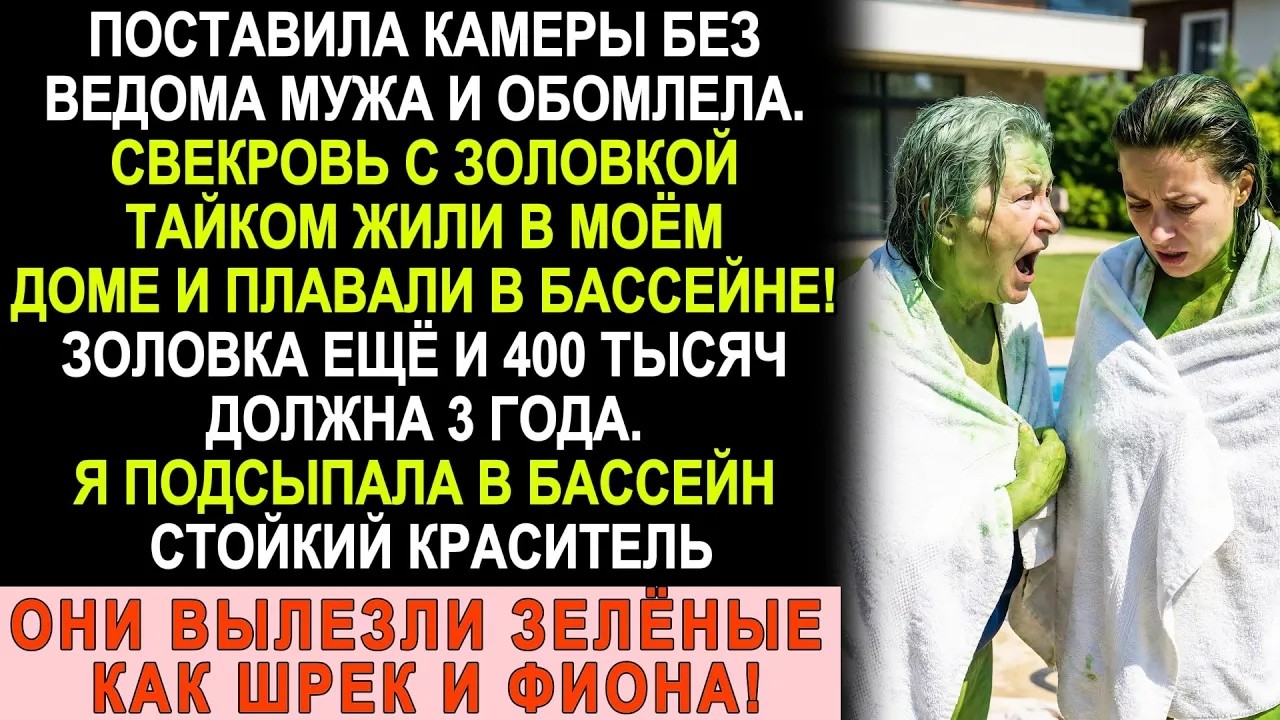 Свекровь с золовкой тайно купались в моём бассейне  Я отомстила теперь они зелёные   Шрек и Фио