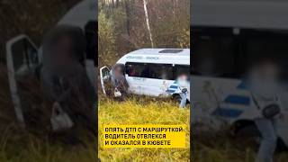 Водитель маршрутки отвлекся и оказался в кювете