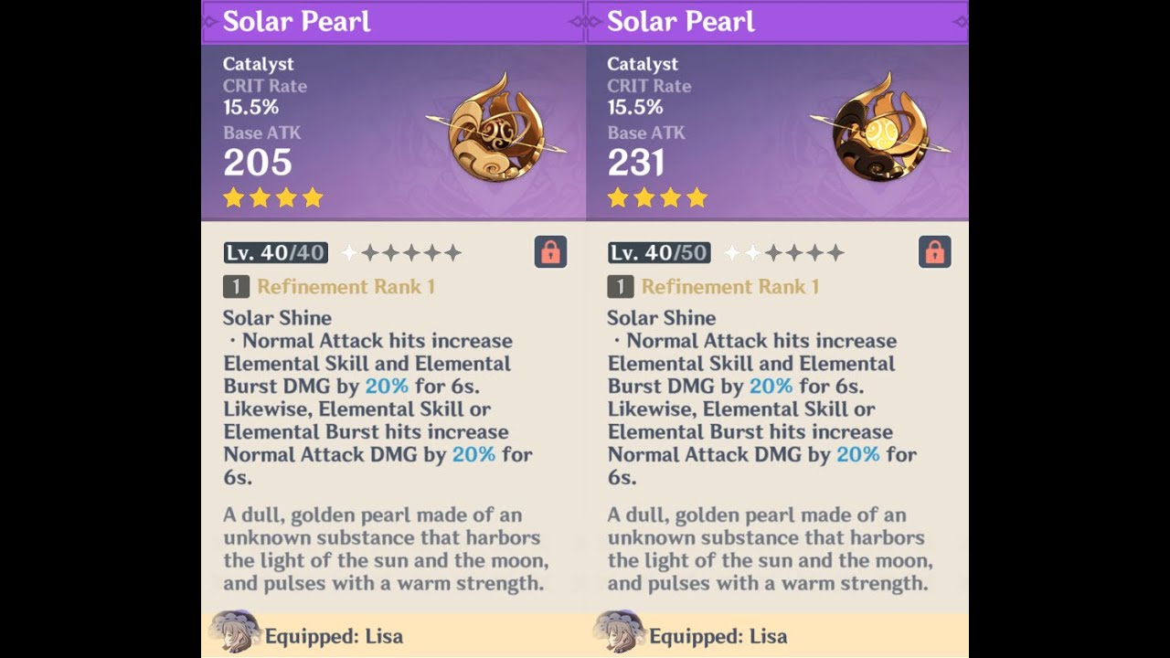 Solar Pearl appearance base vs. ascended in Genshin Impact YouTube