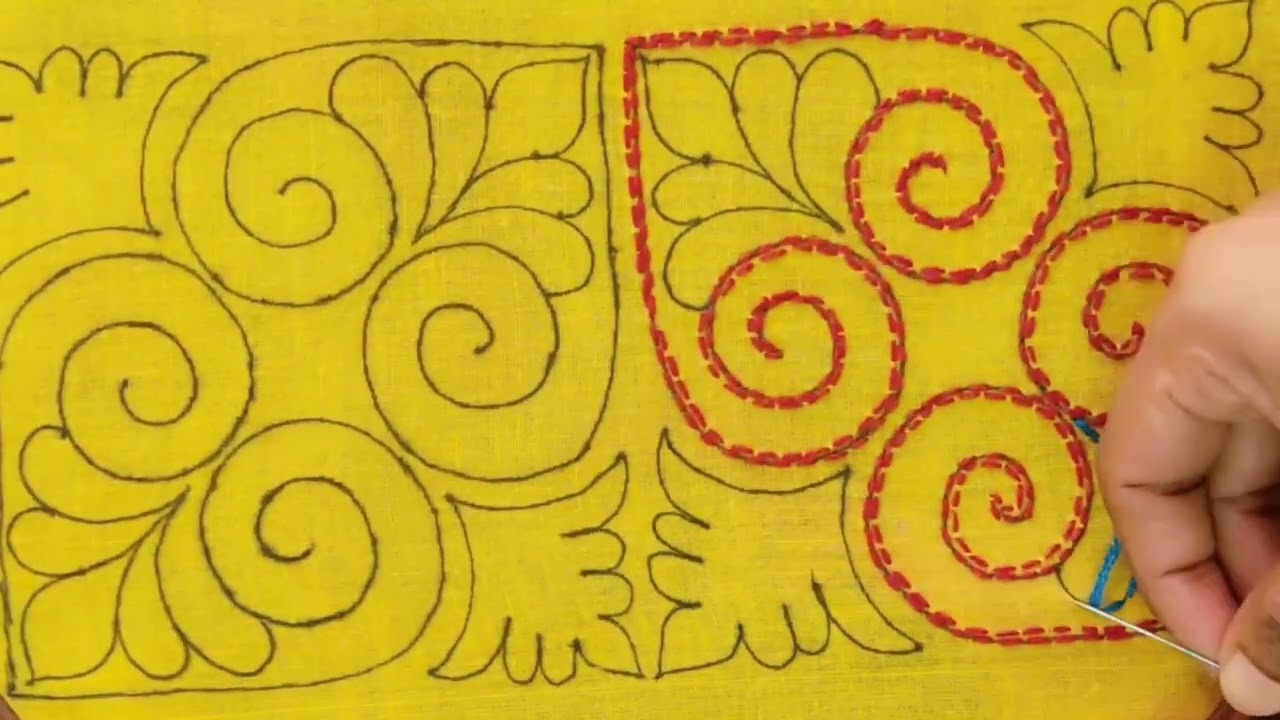 Hand embroidery very nice traditional Bangladeshi nakshi kantha stitch design tutorial