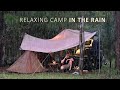 SOLO Car Camping in RAIN [ Cosy mini tent setup | Relaxing in rain shelter | ASMR ]