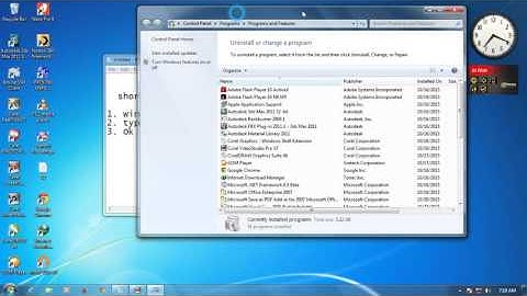 shortcut to open uninstall program in control panel windows