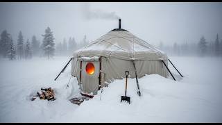 🔥Hot Tent Camping Raging Snowstorm | Solo Winter Survival | Hot Tent Attacked Heavy Snow