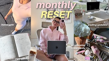 monthly reset routine | trading update, new vanity setup, home updates, workout, how i organize work