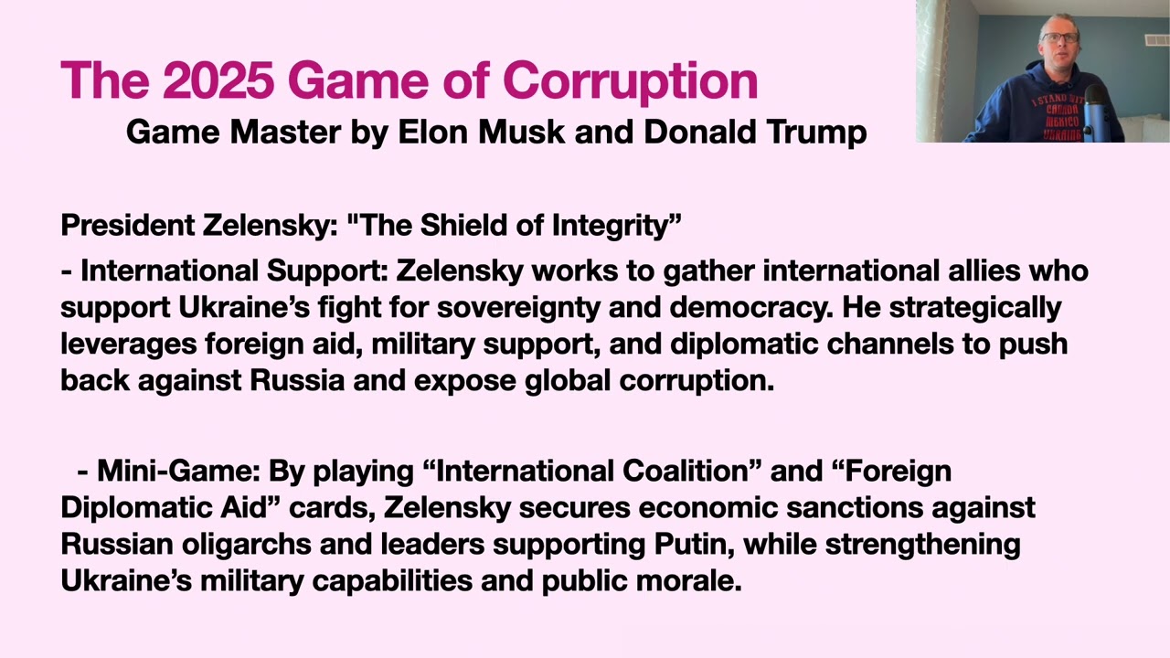 President Zelensky:"The Shield of Integrity” - Role In Fictional Trump-Musk Game of Corruption