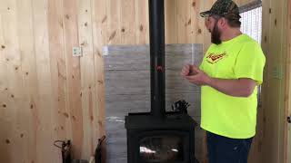 Fire Proofing Behind The Woodstove #karlsoffthegrid #howtotileawall #woodstove