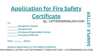 Application for Fire Safety Certificate - Sample Application Requesting a Fire Safety Certificate