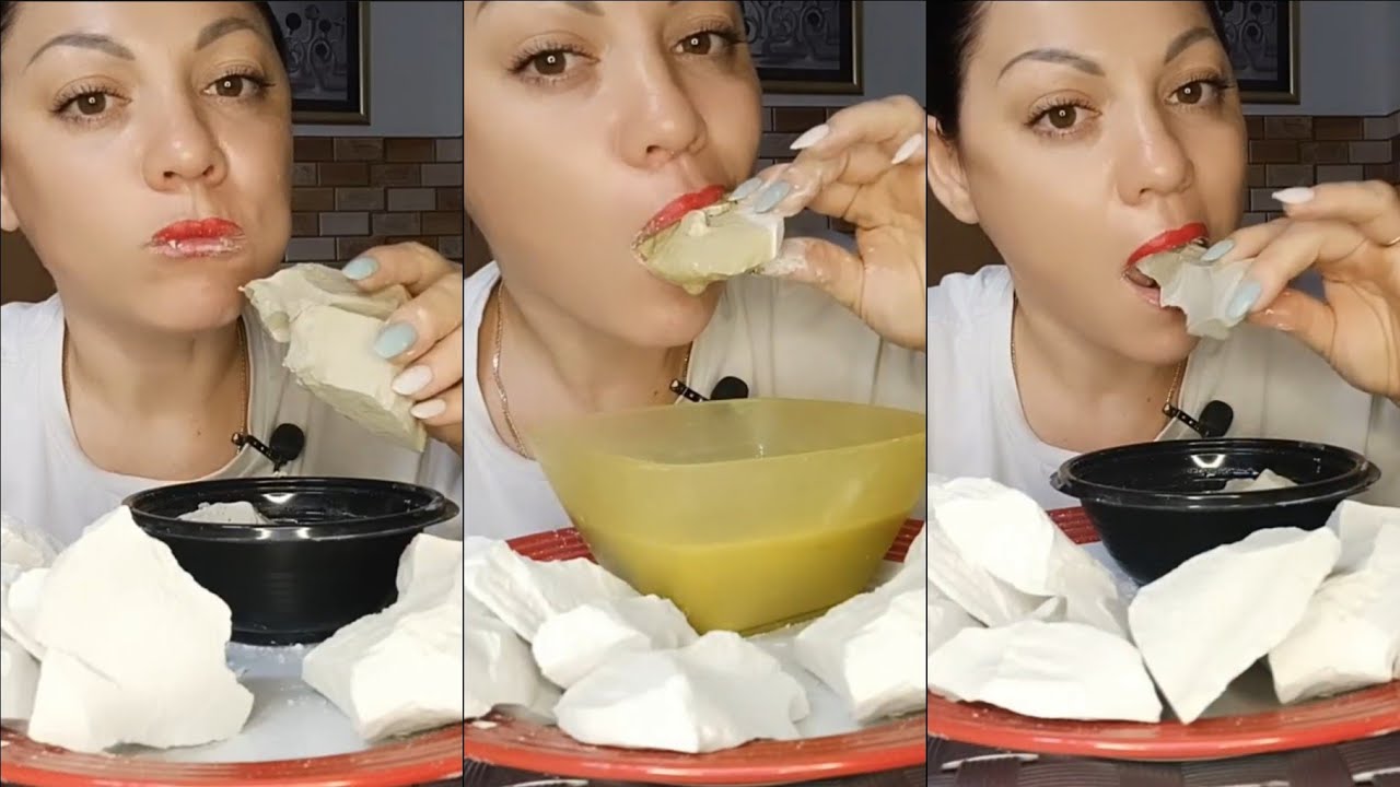 ASMR wet chalk eating wet clay eating Anko South mouthwatering