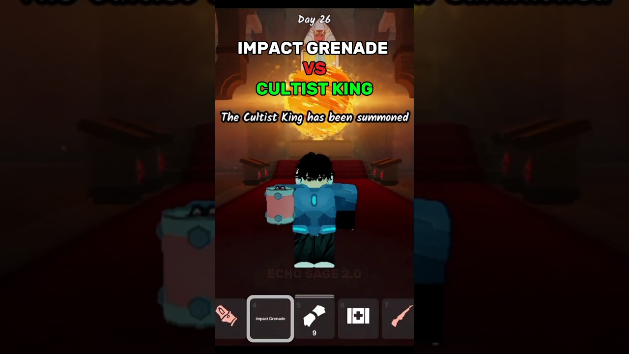 impact grenade vs cultist king in 99 nights in the forest Roblox || 