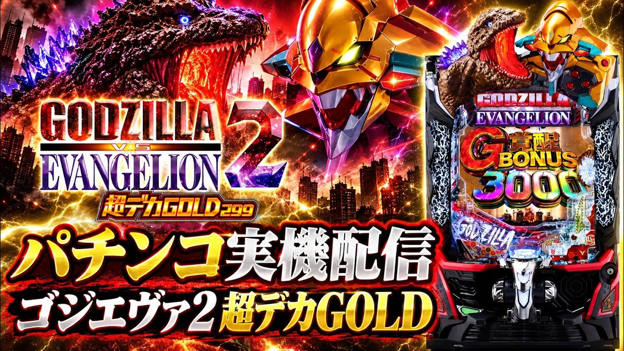 パチンコ実機配信】e ゴジラ対エヴァンゲリオン2 超デカゴールド