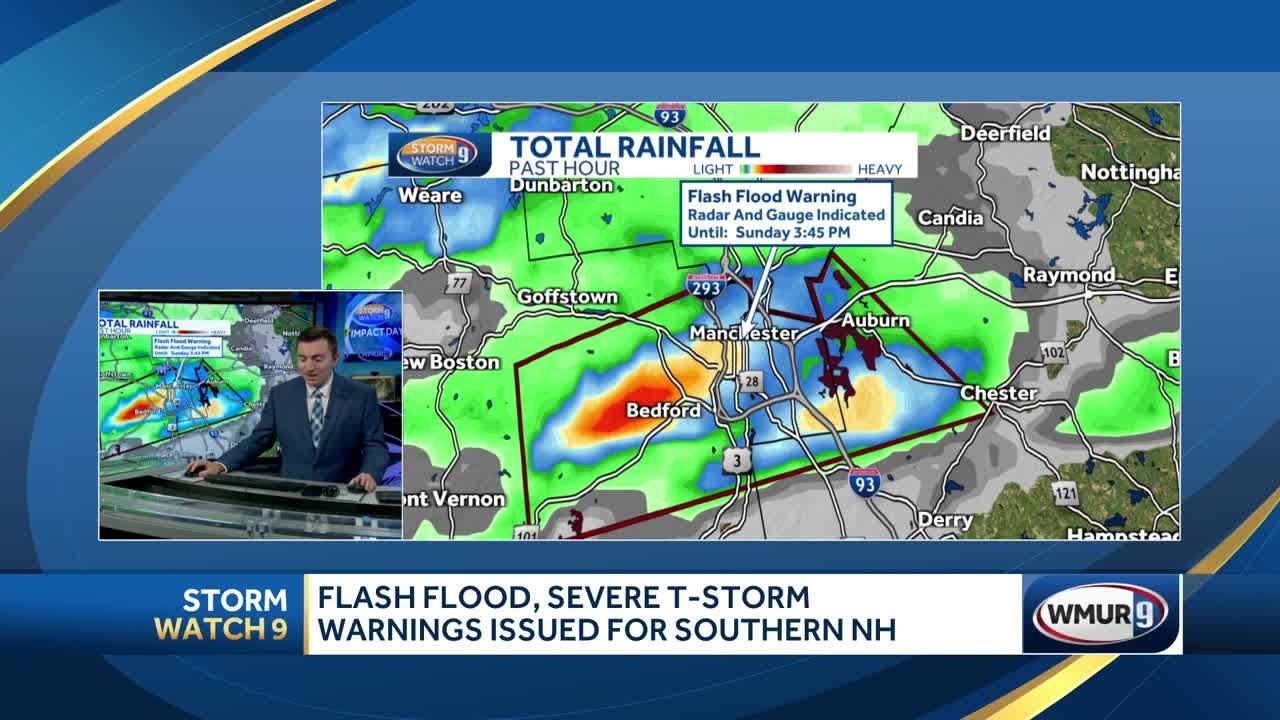Severe Thunderstorm Warning issued for parts of southern NH - YouTube