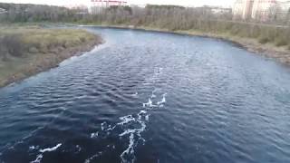 4K 60Fps. Quadrocopter. Flight Over River. Without Sound.