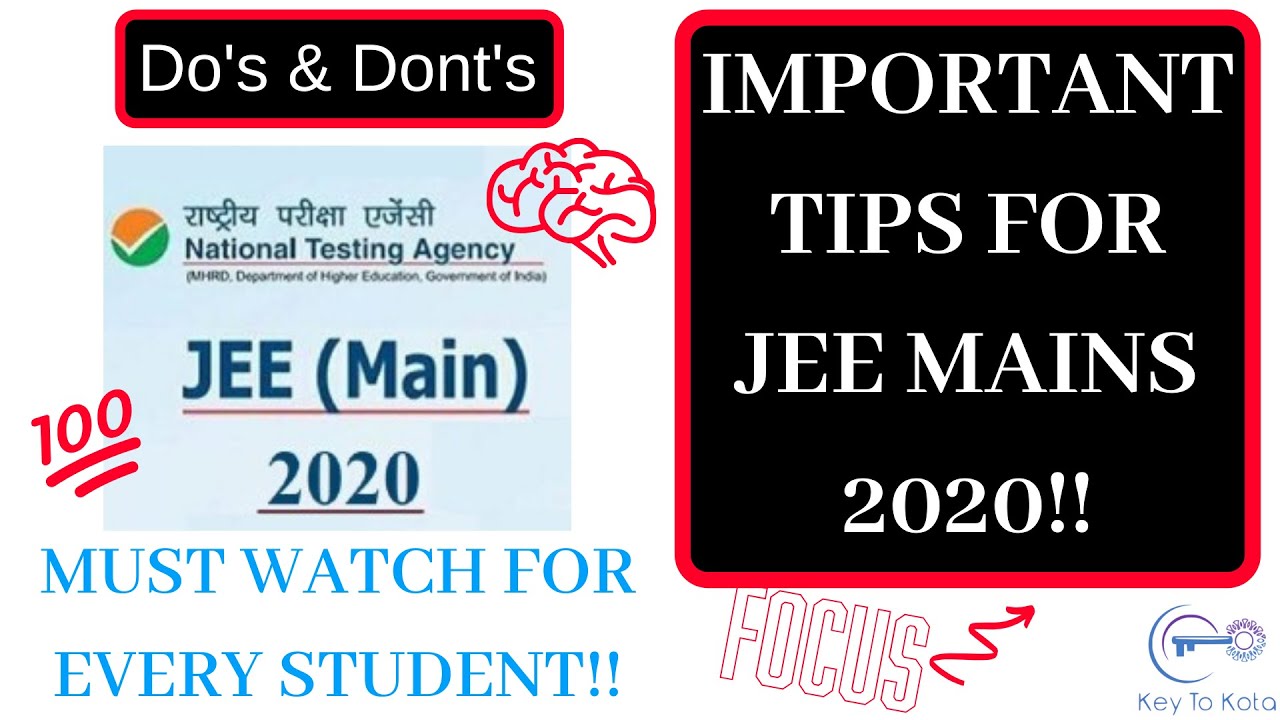Do’s & Dont's for JEE Mains 2020||Final Revision Tips|| Must watch for Students|| In Hindi