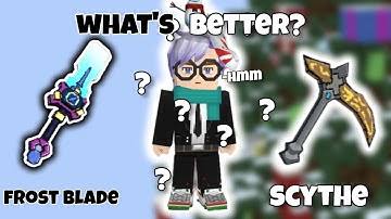 Scythe vs Frost Blade (Whats better?) Build and Shoot - Blockman GO