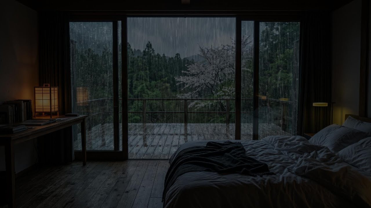 Rain Sounds for Deep Sleep Dark Bedroom (No Ads) 🌧 | Relaxing Night ...